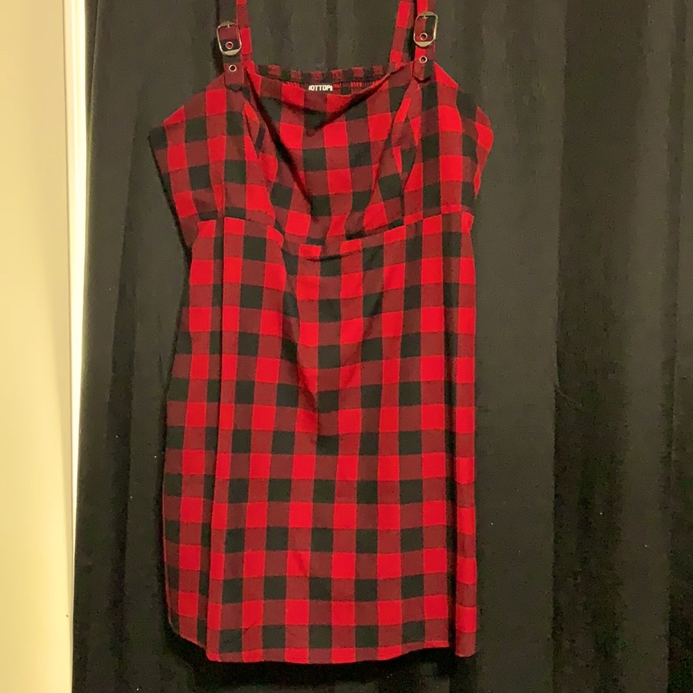 Red Plaid Mini Dress w/Pockets!